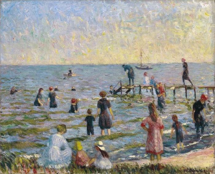 William Glackens Bathing at Bellport Long Island Norge oil painting art